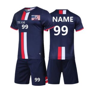 custom kid soccer jersey personalized youth short set boy girl training uniform name number … (blue)