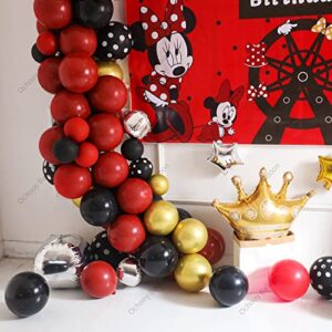 Red Mini Mouse Birthday Party Decorations, Minnie Themed Party Supplies Set for Girls with Balloons Garland kit, Mini Mouse Photography Backdrop 7x5, Mini Mouse Foil Balloon