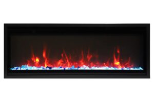 45" extra slim indoor only electric fireplace with black steel surround