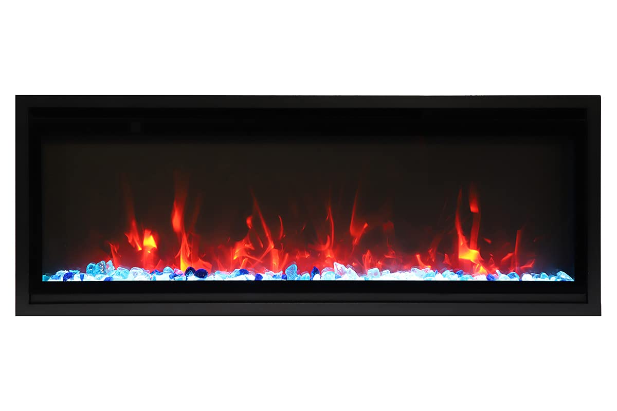 45" Extra Slim Indoor Only Electric Fireplace with Black Steel Surround