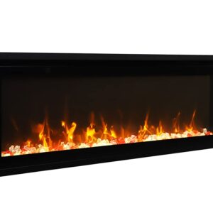 45" Extra Slim Indoor Only Electric Fireplace with Black Steel Surround