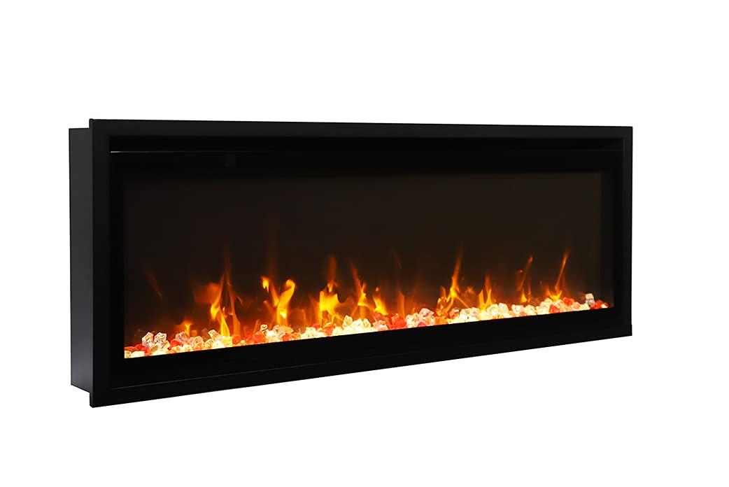 45" Extra Slim Indoor Only Electric Fireplace with Black Steel Surround