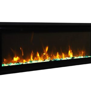 45" Extra Slim Indoor Only Electric Fireplace with Black Steel Surround