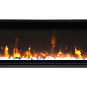 45" Extra Slim Indoor Only Electric Fireplace with Black Steel Surround