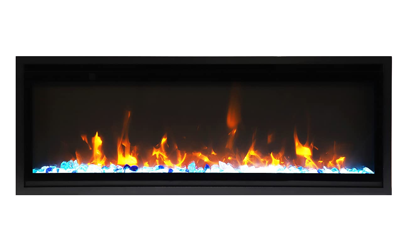 45" Extra Slim Indoor Only Electric Fireplace with Black Steel Surround