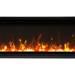 45" Extra Slim Indoor Only Electric Fireplace with Black Steel Surround