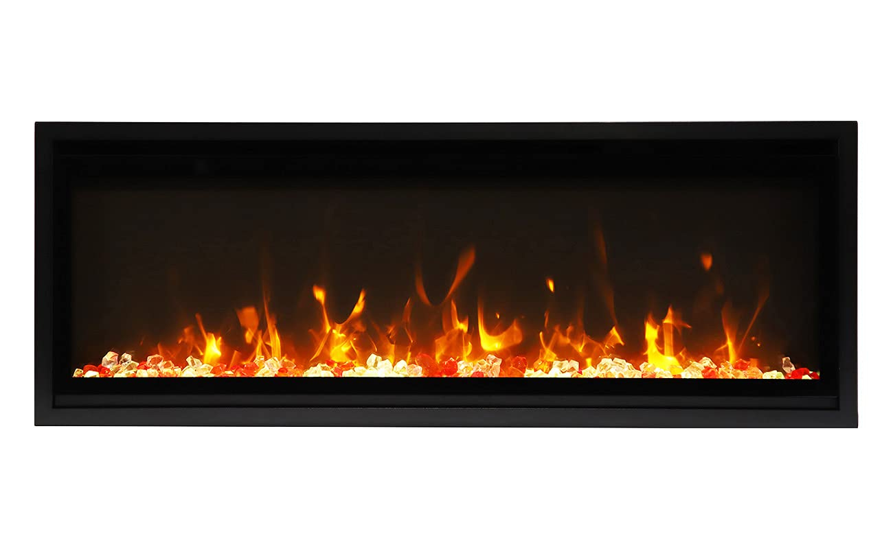 45" Extra Slim Indoor Only Electric Fireplace with Black Steel Surround