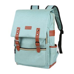 fvstar vintage slim laptop backpack,15.6 inch business backpack,college school shoulder bookbags,large capacity travel backpack,tear resistant casual daypack for women,green