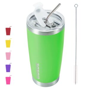 bjpkpk 20 oz insulated tumblers with lid and straw stainless steel coffee tumbler cup,green