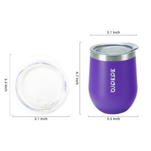 BJPKPK 2 pcs 12oz Insulated wine tumbler, 12oz Insulated Wine Tumbler with Lid,Unbreakable Stainless Steel Wine Glasses, Insulated Tumbler for Home & Outdoor,Dark Purple