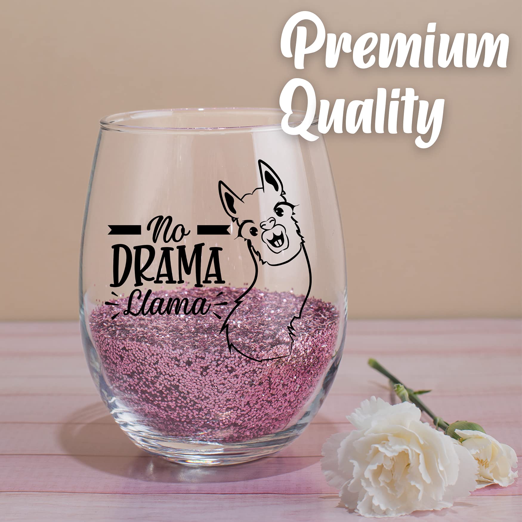 Onebttl Llama Gifts for Women, No Drama Llama Wine Glass, Alpaca Gifts, 17oz Wine Glass