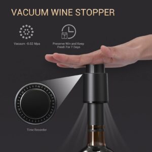 Elktry Electric Wine Bottle Opener, Automatic Electric Corkscrew Wine Opener Battery Operated with Foil Cutter and Wine Pourer and Vacuum Stoppers for Wine Lovers Gift- Black