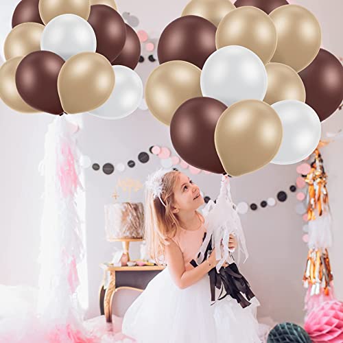 24 Pieces Cream Balloons Brown Balloon White Latex Balloon Jungle Party Balloon Decorations for Baby Shower First Birthday Jungle Safari Theme Party Decorations