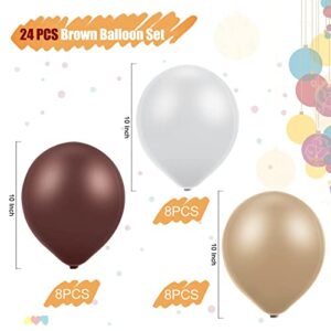 24 Pieces Cream Balloons Brown Balloon White Latex Balloon Jungle Party Balloon Decorations for Baby Shower First Birthday Jungle Safari Theme Party Decorations