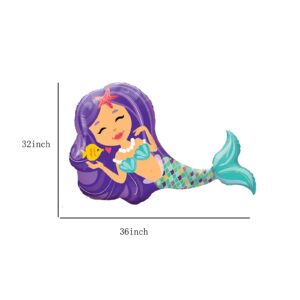 7PCS Mermaid Mylar Balloon Mermaid Balloons Birthday Party Supplies for Little Mermaid Theme Birthday Party Decorations for Girls Baby Shower