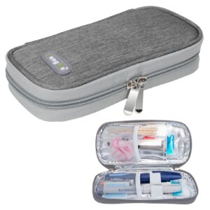 YOUSHARES Insulin Travel Case - Insulin Cooler Bag for Pen, Medicine, Pen Glucose Meter and Other Diabetic Supplies（Grey,Bag Only