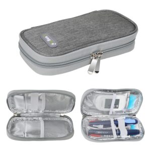 YOUSHARES Insulin Travel Case - Insulin Cooler Bag for Pen, Medicine, Pen Glucose Meter and Other Diabetic Supplies（Grey,Bag Only