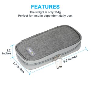 YOUSHARES Insulin Travel Case - Insulin Cooler Bag for Pen, Medicine, Pen Glucose Meter and Other Diabetic Supplies（Grey,Bag Only