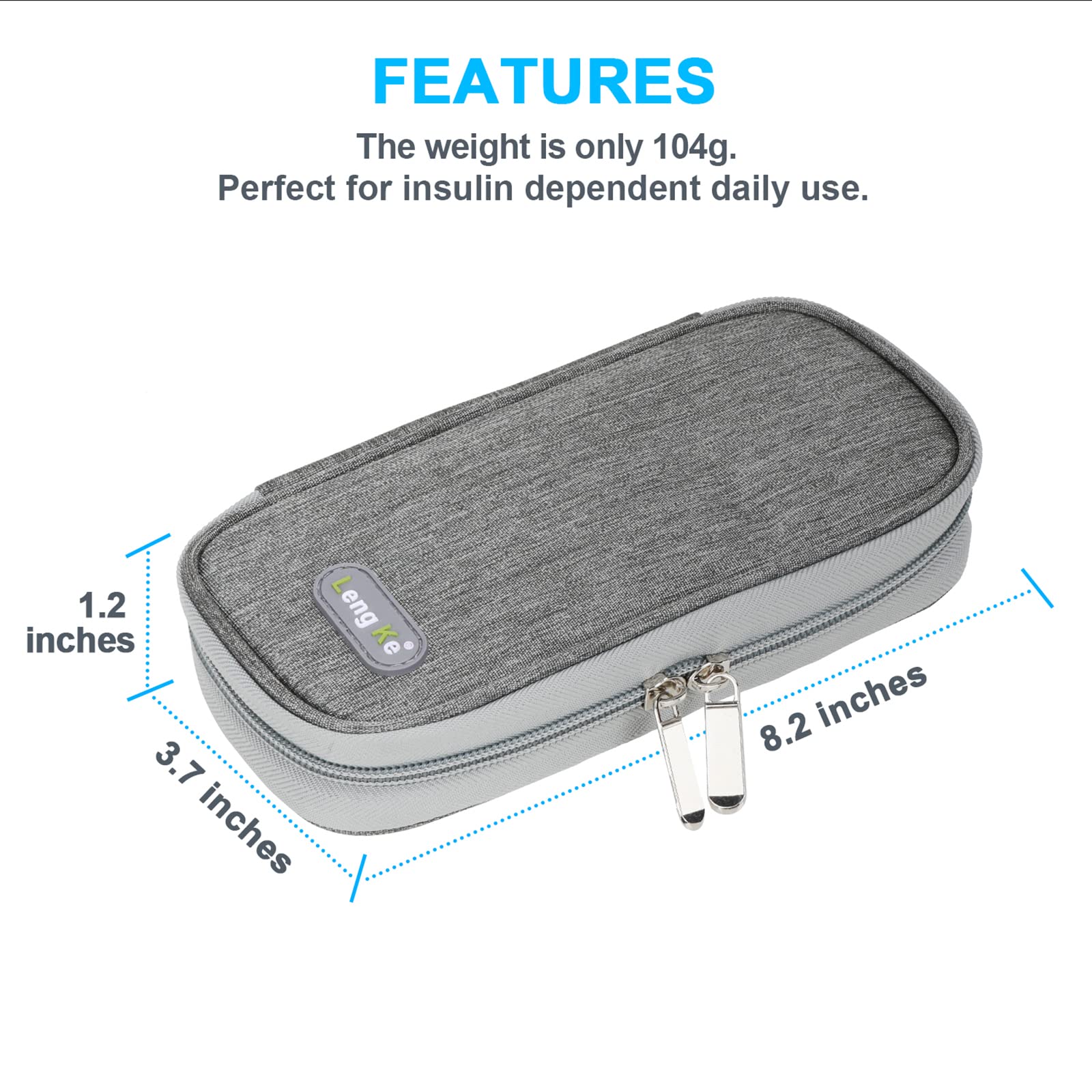 YOUSHARES Insulin Travel Case - Insulin Cooler Bag for Pen, Medicine, Pen Glucose Meter and Other Diabetic Supplies（Grey,Bag Only