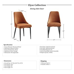 Lexicon Elyse Dining Chair (Set of 2), Orange