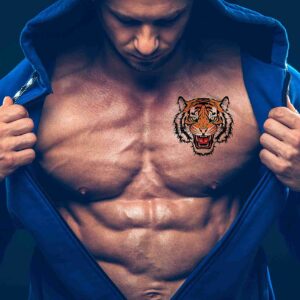 Dopetattoo 6 Sheets Temporary Tattoos Tiger Fake tattoos Neck Arm Chest for Women Men Adults