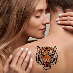 Dopetattoo 6 Sheets Temporary Tattoos Tiger Fake tattoos Neck Arm Chest for Women Men Adults