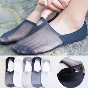 5 Pairs Invisible Ice Silk Breathable Socks, No Show Socks For Men And Women, Ultra Low Cut Non Slip Flat Boat Liner