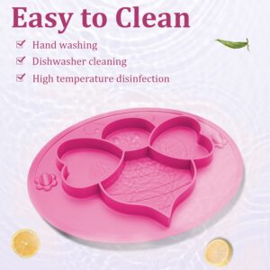 Suction Plates for Baby Toddler, Silicone Kids Plates, BPA Free Food Grade Silicone, Microwave and Dishwasher Safe, Bee Divided Design, Peach