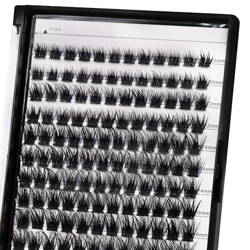 Bodermincer 120 Clusters 8-10-12-14mm Mixed/10-12-14-16mm Mixed Wide Cluster False Eyelash Individual Cluster EyeLashes Grafting Fake False Eyelashes Eyelash Extension (Black 8-10-12-14mm Mixed)