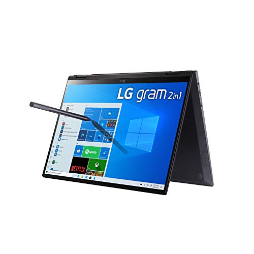 LG Gram 14T90P - 14" WUXGA (1920x1200) 2-in-1 Lightweight Touch Display Laptop, Intel evo with 11th gen Core i5 CPU, 8GB RAM, 256GB SSD, 24.5 Hours Battery, Thunderbolt 4, Black - 2021