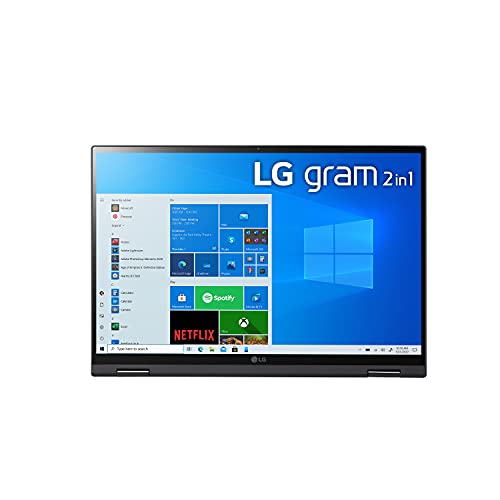 LG Gram 14T90P - 14" WUXGA (1920x1200) 2-in-1 Lightweight Touch Display Laptop, Intel evo with 11th gen Core i5 CPU, 8GB RAM, 256GB SSD, 24.5 Hours Battery, Thunderbolt 4, Black - 2021