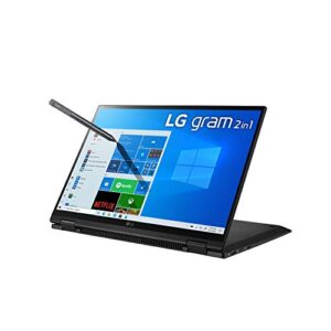 LG Gram 14T90P - 14" WUXGA (1920x1200) 2-in-1 Lightweight Touch Display Laptop, Intel evo with 11th gen Core i5 CPU, 8GB RAM, 256GB SSD, 24.5 Hours Battery, Thunderbolt 4, Black - 2021