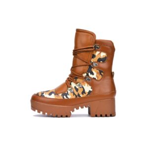 cape robbin nunca combat boots for women, platform boots with chunky block heels, womens high tops boots - brown size 7