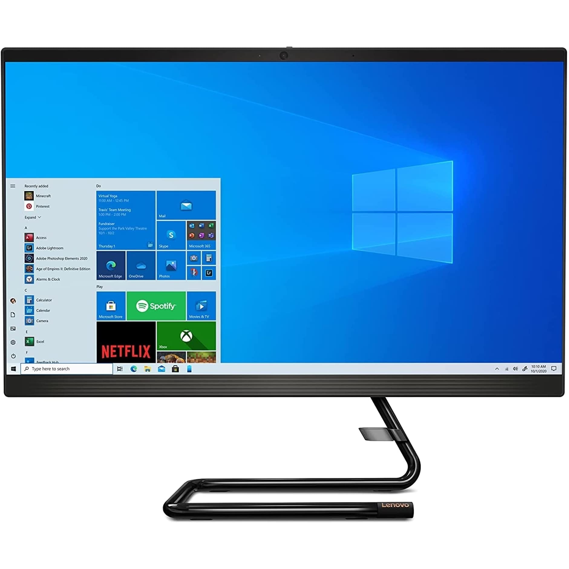 Lenovo IdeaCentre AIO 3i 24" All-in-One Computer, Intel Core i3-10100T, FHD Display, 8GB RAM, 1TB HDD, 256GB SSD, DVD RW Drive, Windows 10