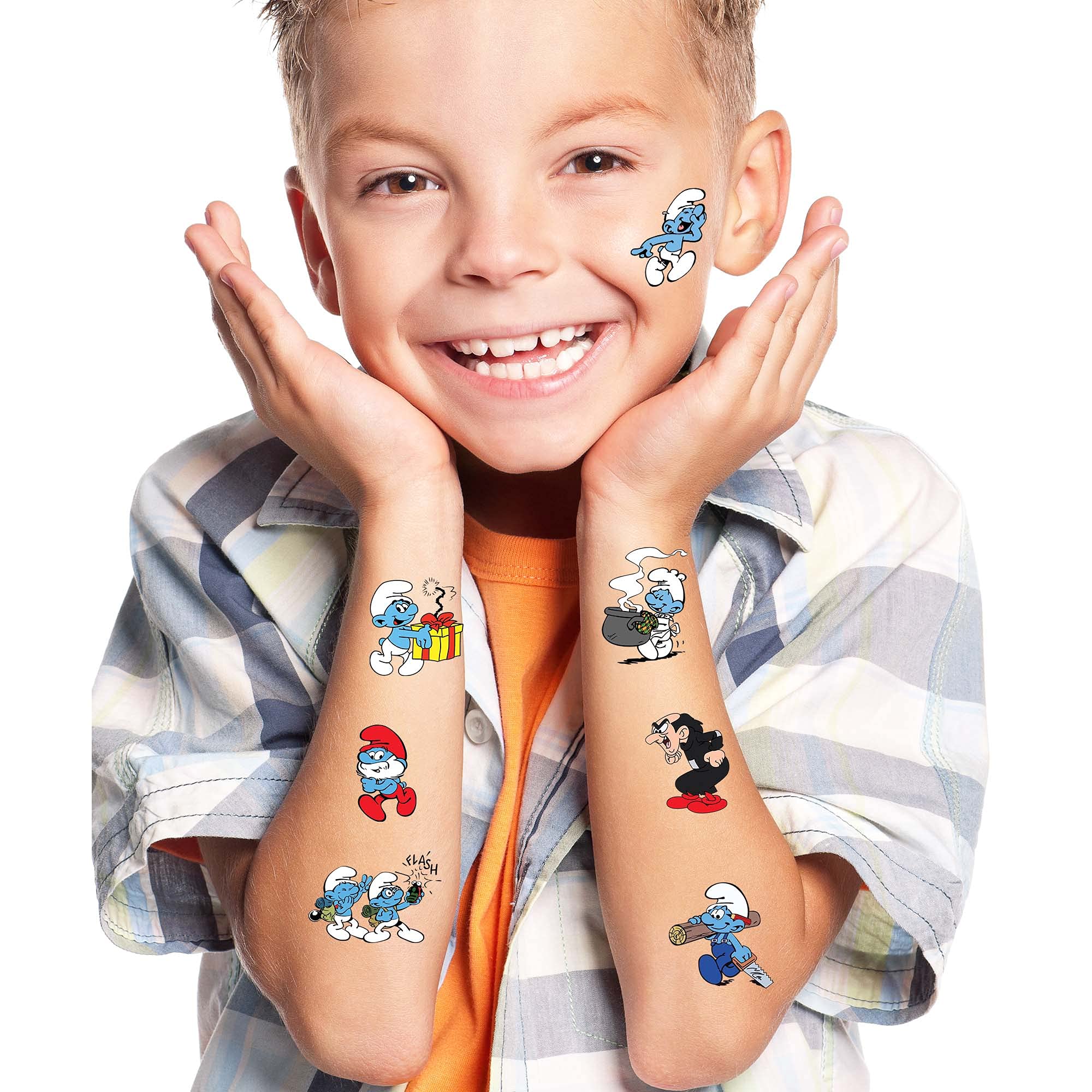 Blue Gnome Smurf Themed Temporary Tattoos | Pack of 30 | MADE IN THE USA | Skin Safe | Party Supplies & Favors | Removable