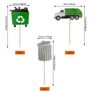 Garbage Truck Birthday Party Supplies Garbage Truck Cupcake Toppers for Trash Truck Waste Management Recycling Party Supplies