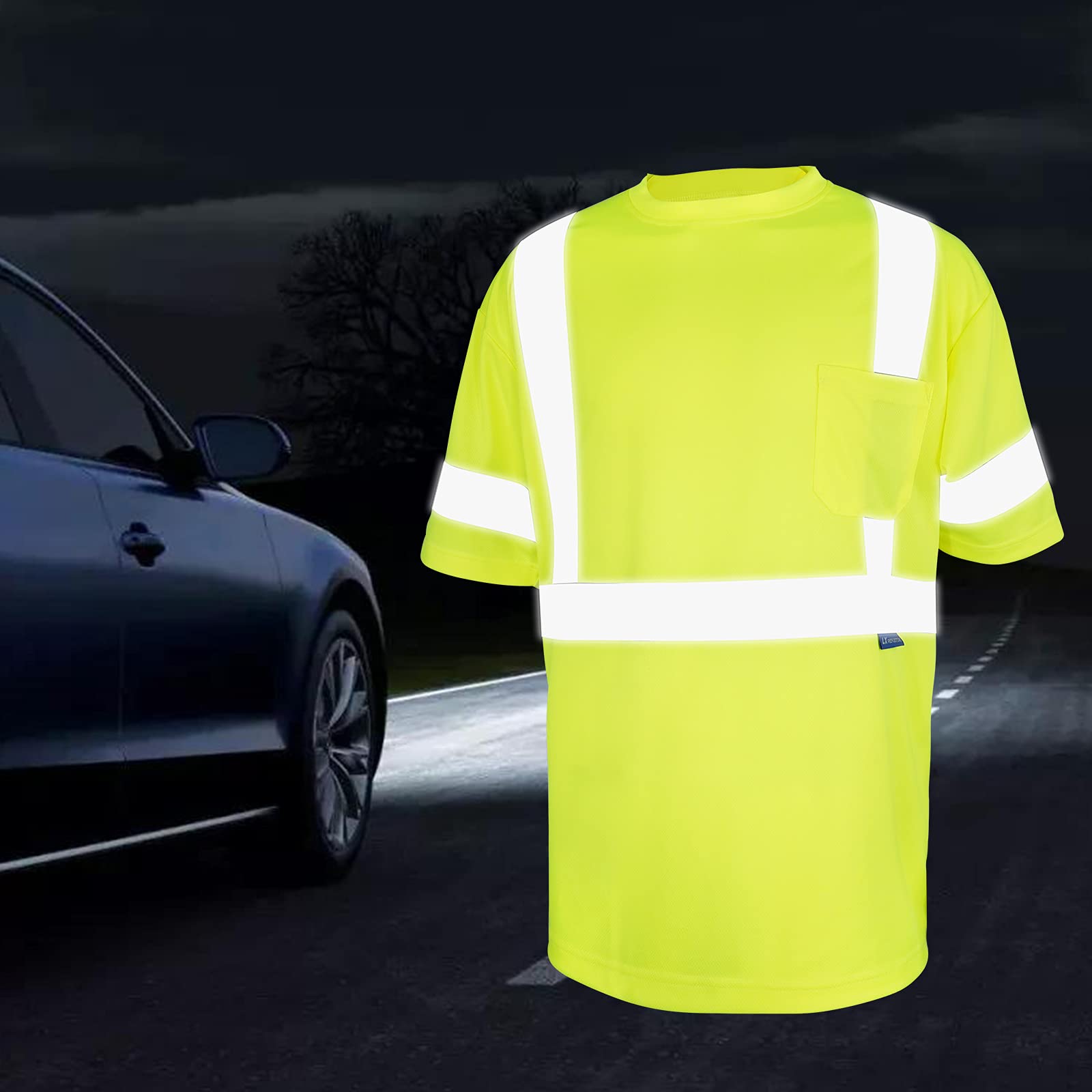 LX Reflective Short Sleeve High Visibility Safety T Shirt for Work Warehouse Construction Class 3