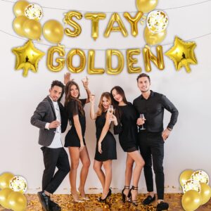 16 Inch Gold STAY GOLDEN Party Birthday Balloon Banner For Golden Girls Supplies(STAY GOLDEN)