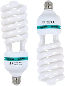 2pcs 135w light bulb 5500k cfl daylight spiral softbox lighting kit bulb in e27 socket for photography photo