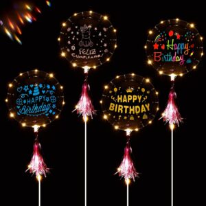 36 Pieces Clear Balloons DIY Transparent Balloons with Birthday Stickers Bobo Balloons for Stuffing LED Light Globus Transparent Stickers Balloons Wedding Party Birthday