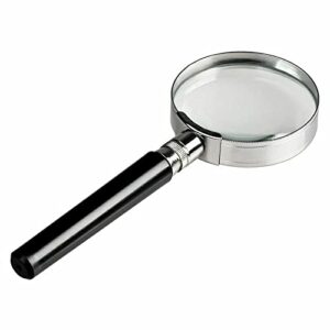 jorcedi 10x magnification handheld magnifier magnifying glass handle low vision aid 50mm for book, maps, classroom science, insect & hobby, seniors and kids