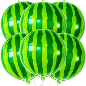 katchon, big 22 inch watermelon balloons - pack of 6 | one in a melon party decorations | 4d round watermelon balloon, watermelon decorations | watermelon mylar balloon, watermelon party supplies