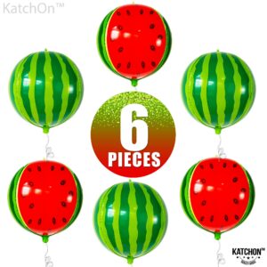 KatchOn, Big Watermelon Balloons for Watermelon Decorations - Pack of 6, 22 inch | 4D Watermelon Balloon for Watermelon Party Decorations | Summer Fruit Balloons for One In A Melon Party Decorations