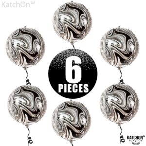 KatchOn, Black and White Marble Balloons - Big, 22 Inch, Pack of 6 | 360 Degree 4D Marble Balloons Black and White | Black Marble Balloons, Black and White Party Decorations | Black and White Balloons