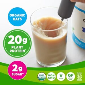 Orgain Organic Vegan Protein Powder + Oat Milk, Vanilla Bean - 20g Plant Based Protein, Gluten Free, Soy Free, Low Sugar, Non GMO, Kosher - 1.05lb