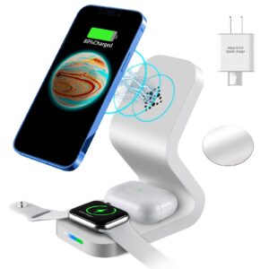 svjefy wireless charger, 3 in 1 fast wireless charging station, suitable for iwatch2/3/4/5/6/se, earphones and magnetic iphone, foldable travel wireless charger