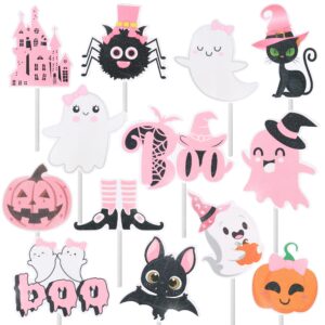 36pcs pink ghost cupcake toppers picks halloween cake decorations for halloween party decorations halloween themed girls baby shower supplies
