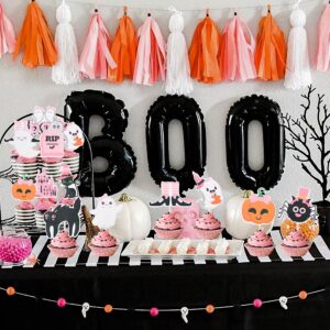 36Pcs Pink Ghost Cupcake Toppers Picks Halloween Cake Decorations for Halloween Party Decorations Halloween Themed Girls Baby Shower Supplies