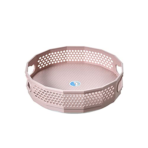 Lazy Susan Turntable Kitchen Storage Organizer Round Plastic Non Skid Spice Rack for Cabinet Pantry Fridge Countertop Vanity - 2 Sizes (Pink, 9 Inch)