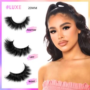 Barbiely 20mm Mink Lashes, 3D Real Mink Lashes, 3 Pairs Fluffy Dramatic False Eyelashes, 100% HandMade Mink Lshes, 6D Wispy Long Thick Full Volume Strip Eye Lashes, Cruelty Free(Party Time)